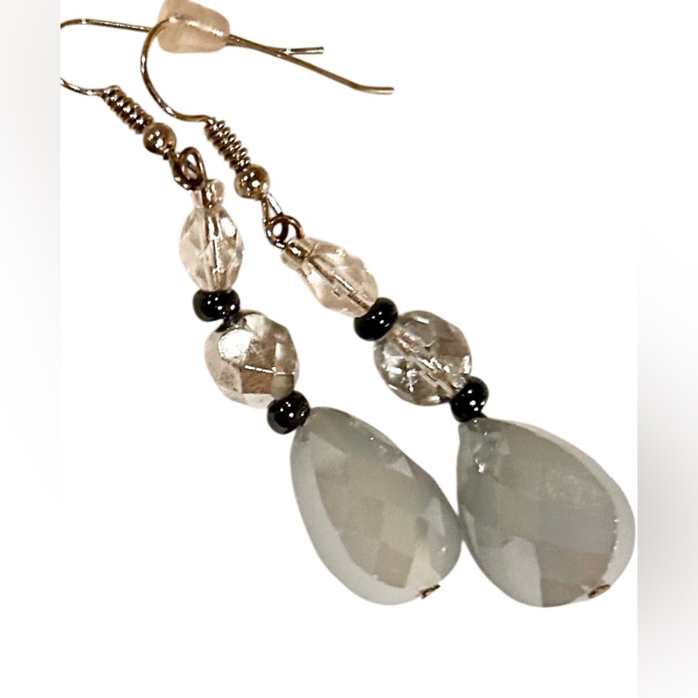 Elegant Silver and Black Drop Earrings
